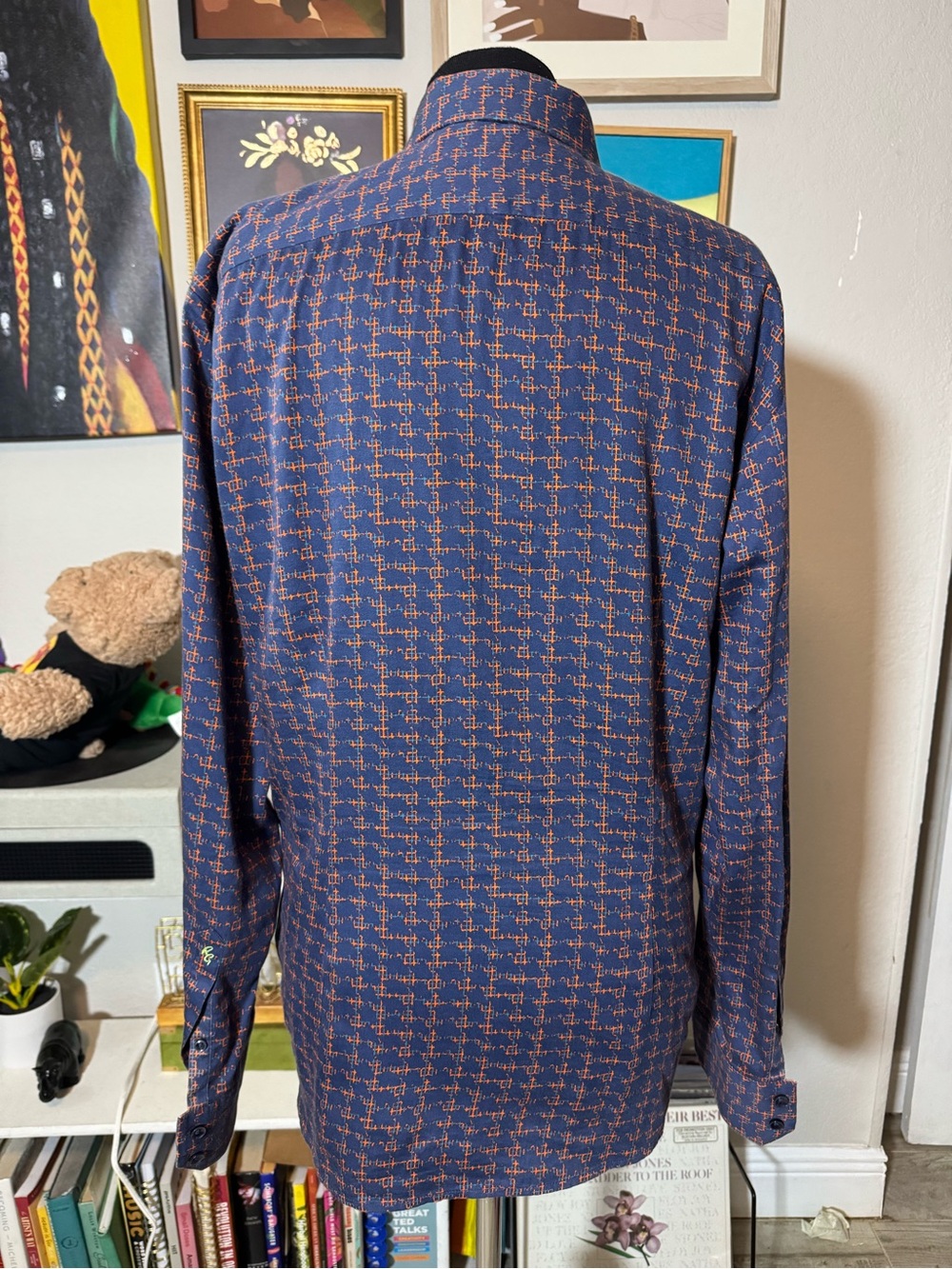 Robert Graham Navy Multicolor Patchwork Button-Down Shirt - Picture 2 of 6